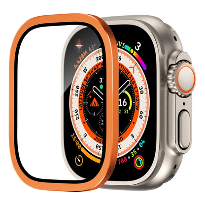 For Apple Watch Ultra 49mm Aluminum Alloy Frame Integrated Tempered Film(Orange) by buy2fix