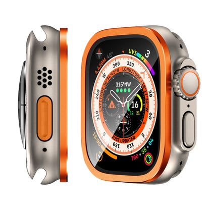 For Apple Watch Ultra 49mm Aluminum Alloy Frame Integrated Tempered Film(Orange) by buy2fix