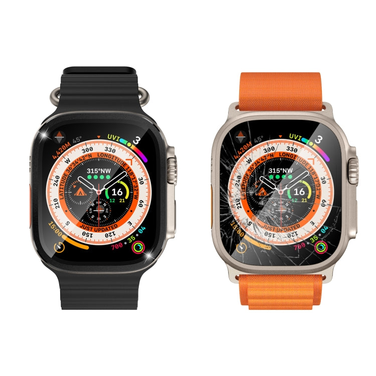 For Apple Watch Ultra 49mm Aluminum Alloy Frame Integrated Tempered Film(Black) by buy2fix