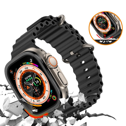 For Apple Watch Ultra 49mm Aluminum Alloy Frame Integrated Tempered Film(Black) by buy2fix
