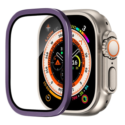 For Apple Watch Ultra 49mm Aluminum Alloy Frame Integrated Tempered Film(Purple) by buy2fix