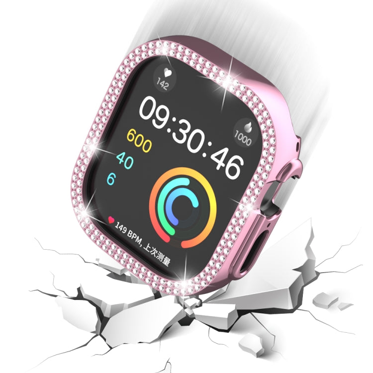 For Apple Watch Ultra 2 / Ultra 49mm Double Row Diamond Hollow PC Watch Case(Pink) by buy2fix