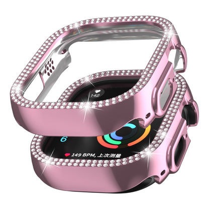 For Apple Watch Ultra 2 / Ultra 49mm Double Row Diamond Hollow PC Watch Case(Pink) by buy2fix