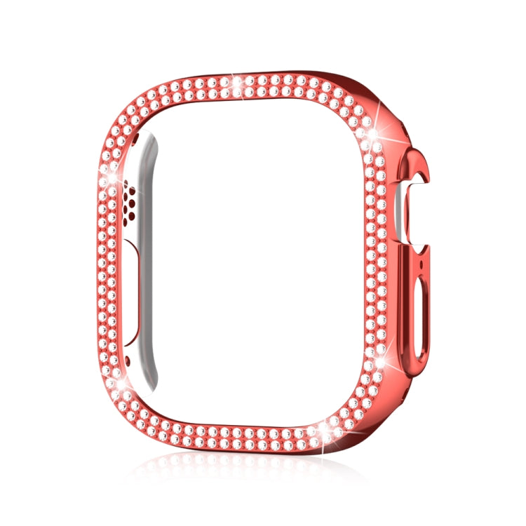 For Apple Watch Ultra 2 / Ultra 49mm Double Row Diamond Hollow PC Watch Case(Red) by buy2fix