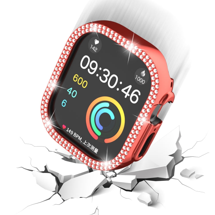 For Apple Watch Ultra 2 / Ultra 49mm Double Row Diamond Hollow PC Watch Case(Red) by buy2fix