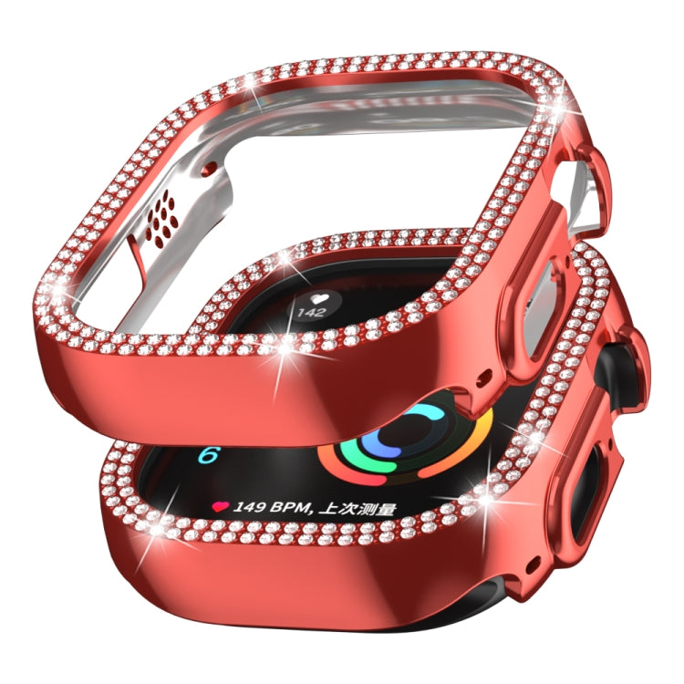 For Apple Watch Ultra 2 / Ultra 49mm Double Row Diamond Hollow PC Watch Case(Red) by buy2fix