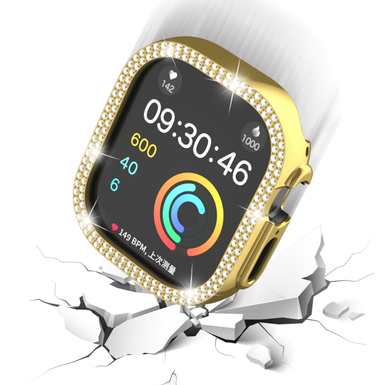 For Apple Watch Ultra 2 / Ultra 49mm Double Row Diamond Hollow PC Watch Case(Gold) by buy2fix