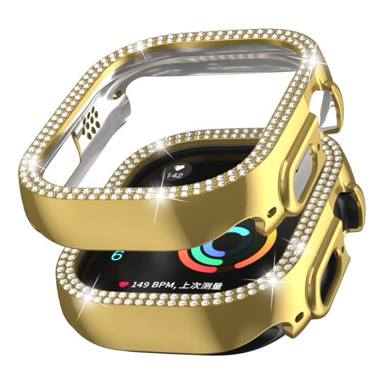 For Apple Watch Ultra 2 / Ultra 49mm Double Row Diamond Hollow PC Watch Case(Gold) by buy2fix
