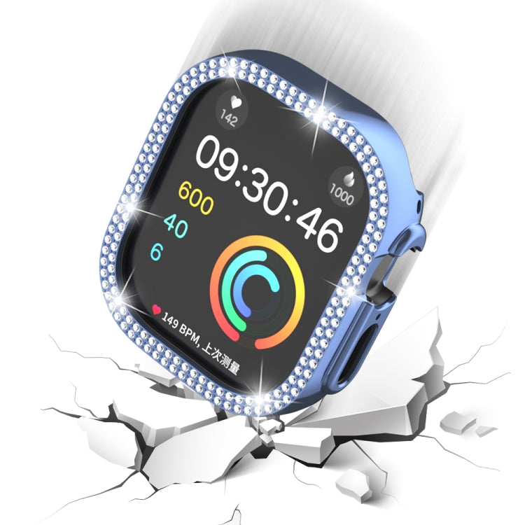 For Apple Watch Ultra 2 / Ultra 49mm Double Row Diamond Hollow PC Watch Case(Blue) by buy2fix