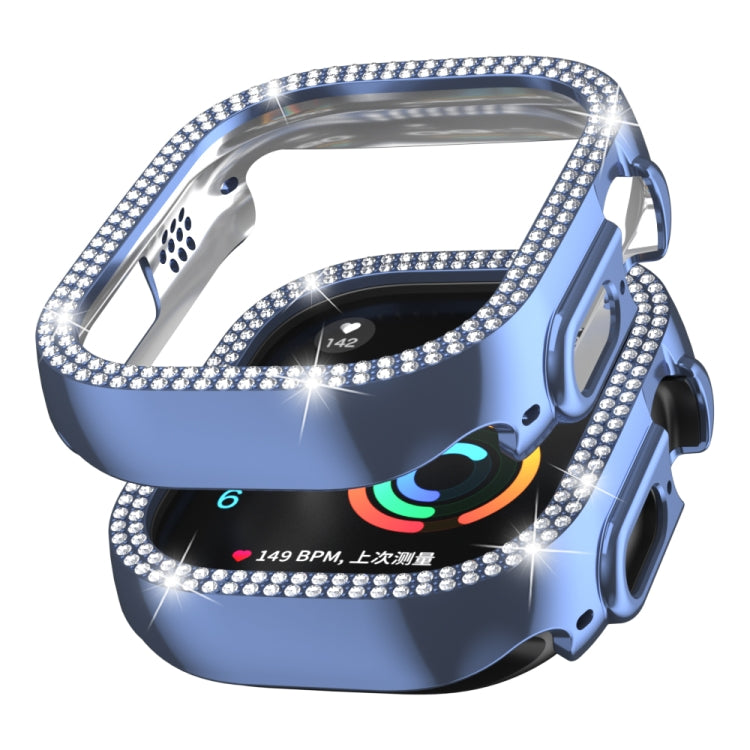 For Apple Watch Ultra 2 / Ultra 49mm Double Row Diamond Hollow PC Watch Case(Blue) by buy2fix