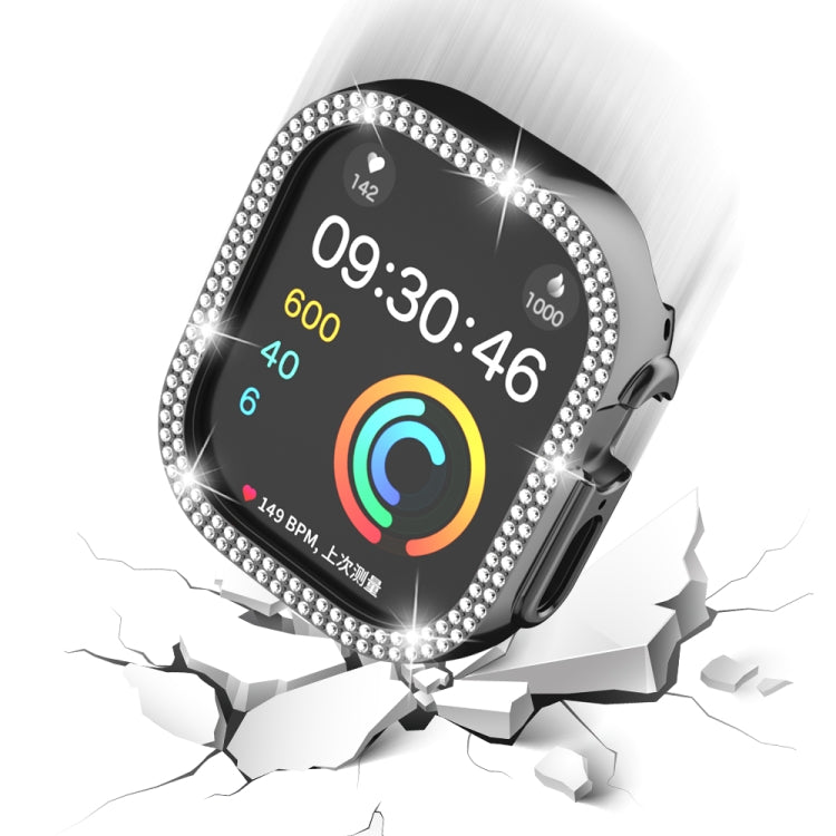 For Apple Watch Ultra 2 / Ultra 49mm Double Row Diamond Hollow PC Watch Case(Black) by buy2fix