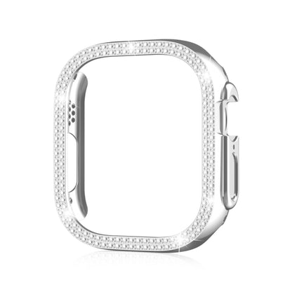 For Apple Watch Ultra 2 / Ultra 49mm Double Row Diamond Hollow PC Watch Case(Silver) by buy2fix