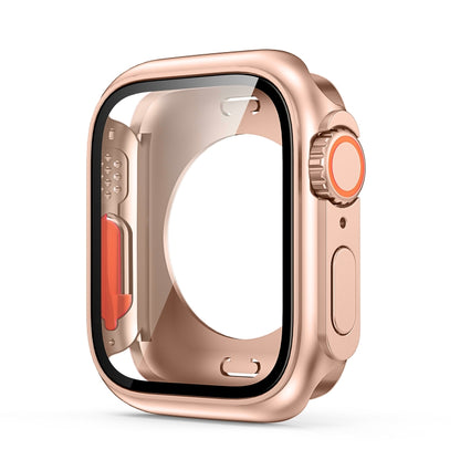 For Apple Watch Series 9 / 8 / 7 45mm Change to Ultra 49mm All-Inclusive Film Hybrid PC Watch Case(Rose Gold) by buy2fix