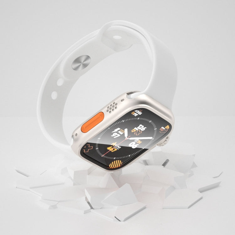 For Apple Watch Series 9 / 8 / 7 41mm Change to Ultra 49mm Waterproof All-Inclusive Film Hybrid PC Watch Case(Starlight Silver) by buy2fix