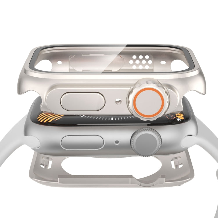 For Apple Watch Series 9 / 8 / 7 45mm Change to Ultra 49mm Waterproof All-Inclusive Film Hybrid PC Watch Case(Starlight Silver) by buy2fix