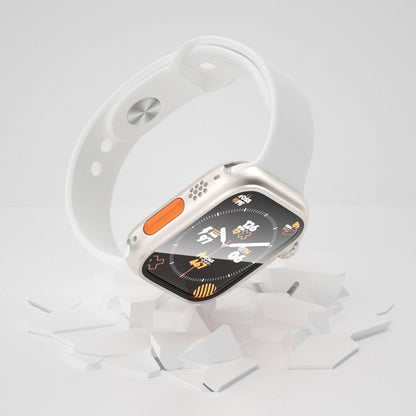 For Apple Watch Series 9 / 8 / 7 45mm Change to Ultra 49mm Waterproof All-Inclusive Film Hybrid PC Watch Case(Starlight Silver) by buy2fix