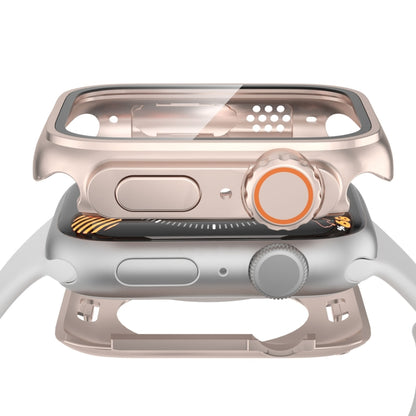 For Apple Watch Series 6 / 5 / 4 / SE 44mm Change to Ultra 49mm Waterproof All-Inclusive Film Hybrid PC Watch Case(Rose Gold) by buy2fix