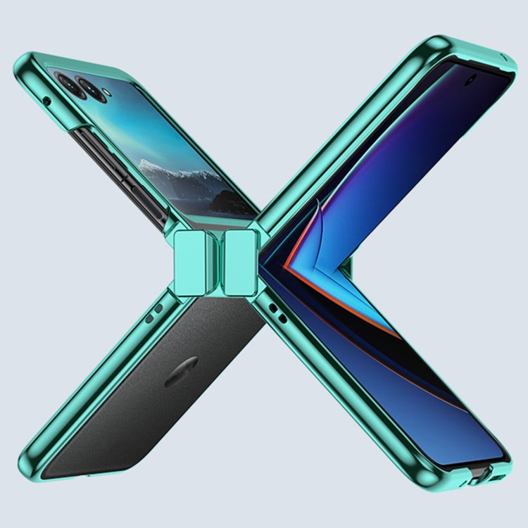 For Motorola Razr 40 Ultra Electroplated Three-piece Set Phone Case(Green) by buy2fix