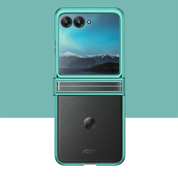 For Motorola Razr 50 Electroplated Three-piece Set Phone Case(Green) by buy2fix