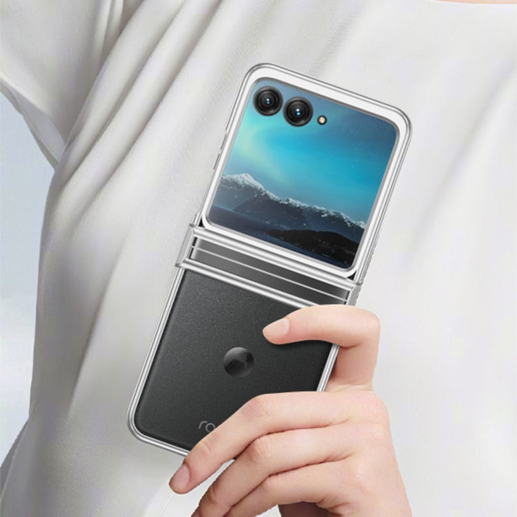 For Motorola Razr 50 Electroplated Three-piece Set Phone Case(Silver) by buy2fix