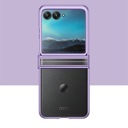 For Motorola Razr 50 Electroplated Three-piece Set Phone Case(Purple) by buy2fix