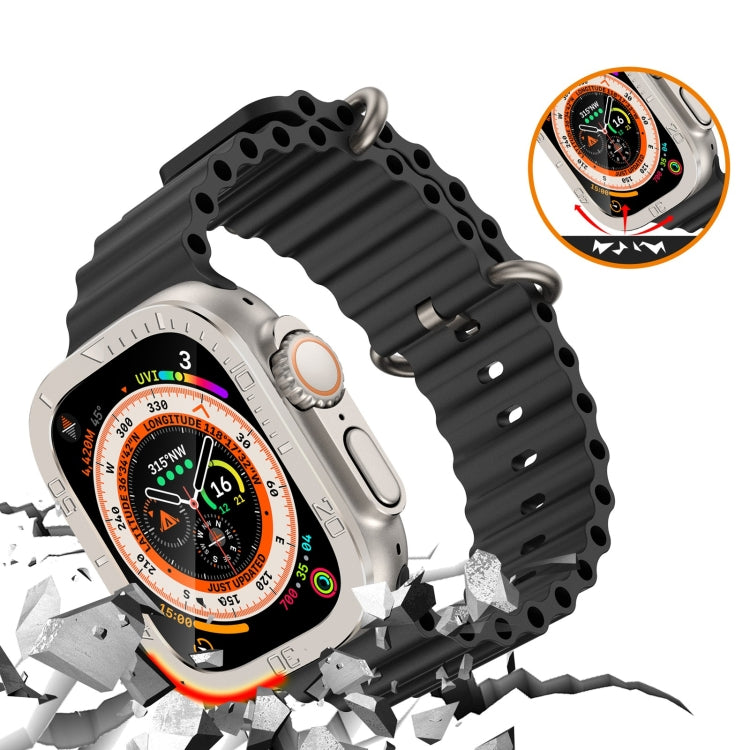 For Apple Watch Ultra 1 / 2 / 3 49mm Number Ring Metal Frame Integrated Tempered Film(Original Color) by buy2fix