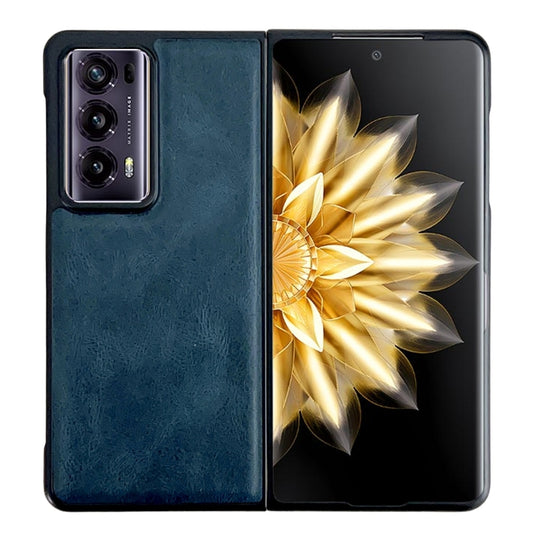 For Honor Magic V2 Crazy Horse Texture PU + PC Phone Case(Blue)