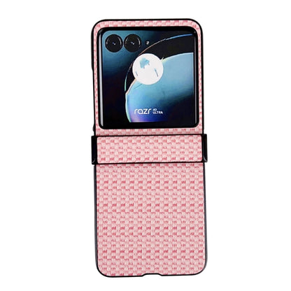 For Motorola Razr 40 Ultra Fantasy Weave Pattern Three-piece Set Protective Phone Case(Pink) - Motorola Cases by buy2fix | Online Shopping UK | buy2fix