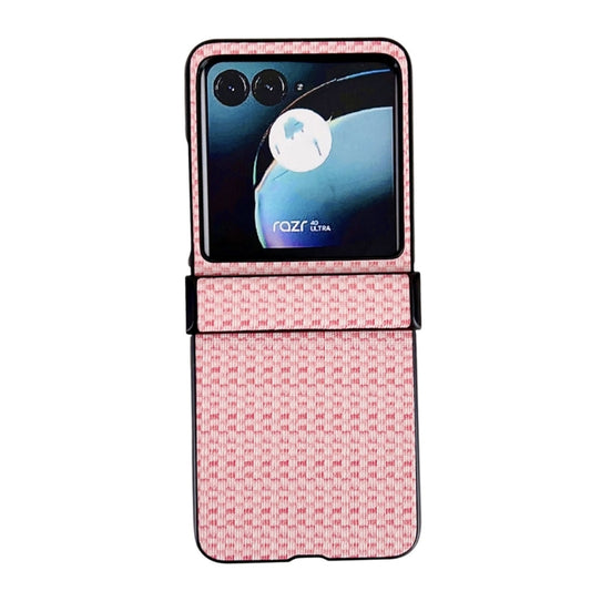 For Motorola Razr 40 Ultra Fantasy Weave Pattern Three-piece Set Protective Phone Case(Pink) - Motorola Cases by buy2fix | Online Shopping UK | buy2fix