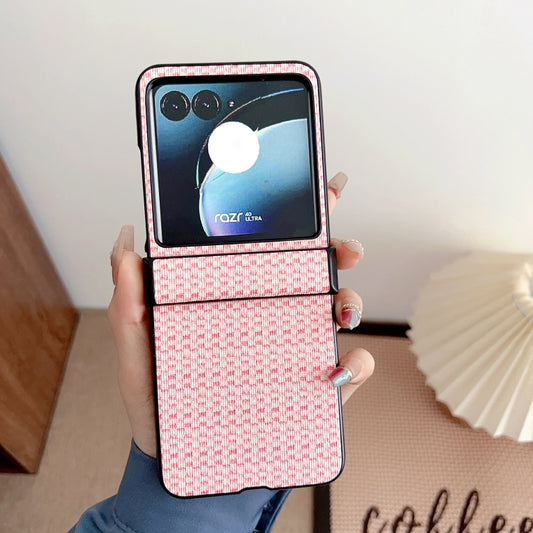 For Motorola Razr 40 Ultra Fantasy Weave Pattern Three-piece Set Protective Phone Case(Pink) - Motorola Cases by buy2fix | Online Shopping UK | buy2fix