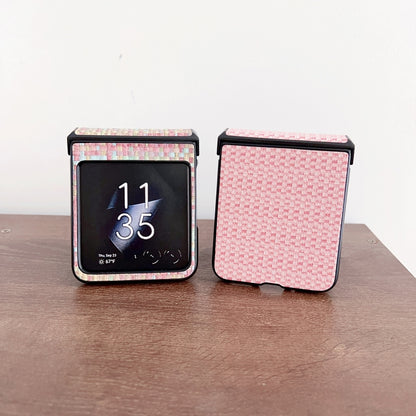 For Motorola Razr 40 Ultra Fantasy Weave Pattern Three-piece Set Protective Phone Case(Pink) - Motorola Cases by buy2fix | Online Shopping UK | buy2fix