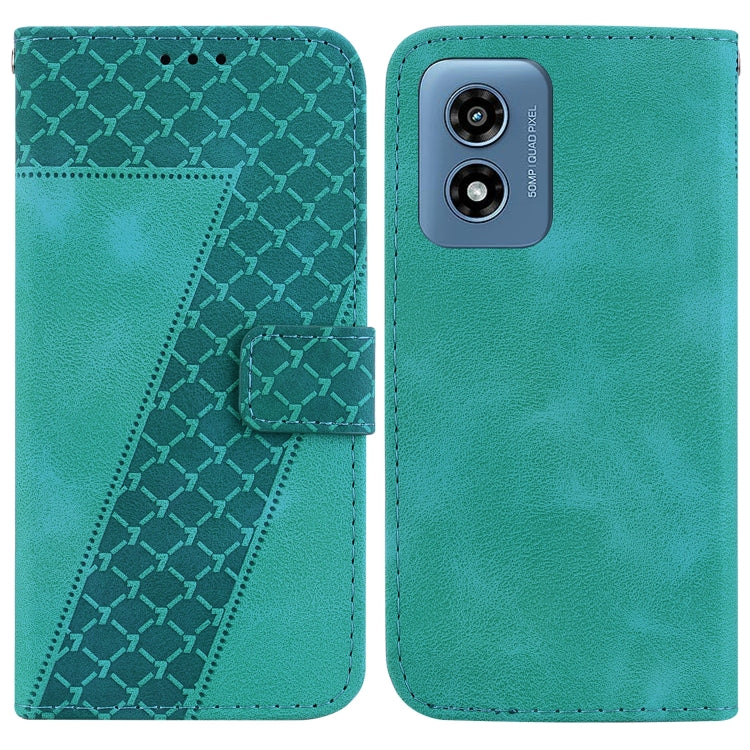 For Motorola Moto G Play 4G 2024 Seven-shaped Embossed Leather Phone Case(Green) by buy2fix