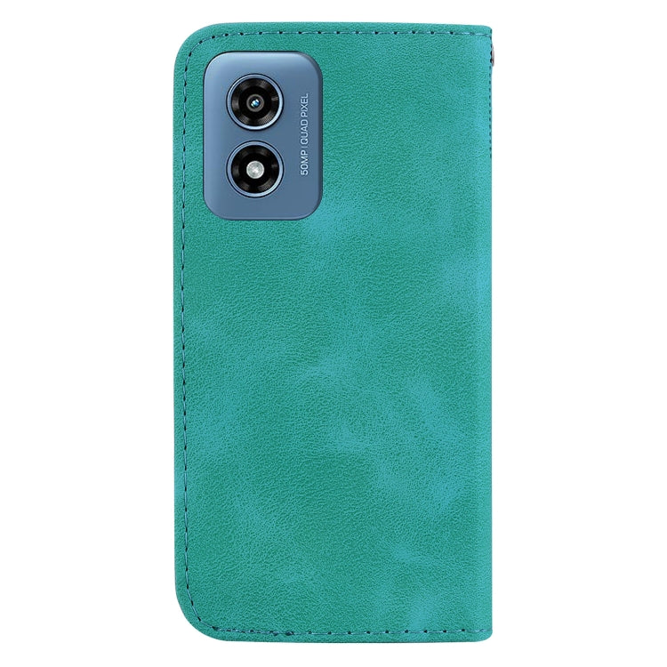 For Motorola Moto G Play 4G 2024 Seven-shaped Embossed Leather Phone Case(Green) by buy2fix