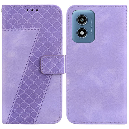 For Motorola Moto G Play 4G 2024 Seven-shaped Embossed Leather Phone Case(Purple) by buy2fix