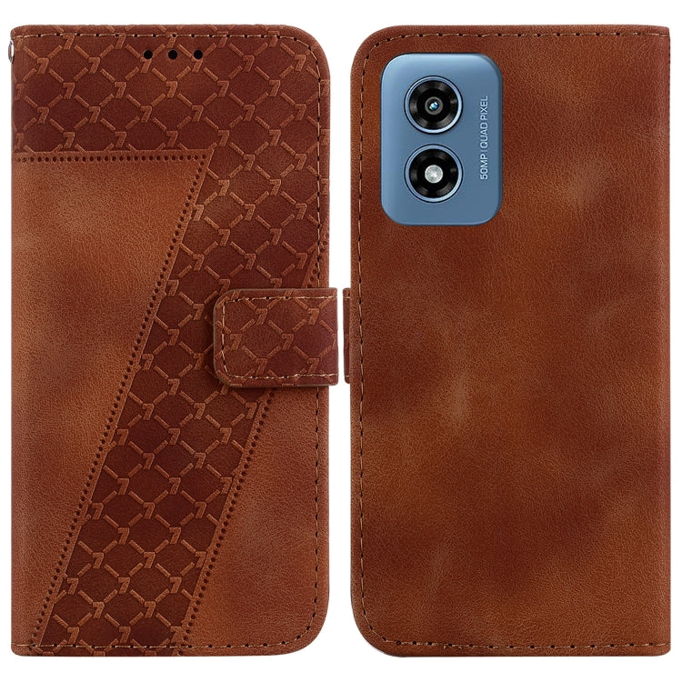 For Motorola Moto G Play 4G 2024 Seven-shaped Embossed Leather Phone Case(Brown) by buy2fix