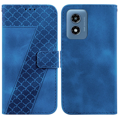 For Motorola Moto G Play 4G 2024 Seven-shaped Embossed Leather Phone Case(Blue) by buy2fix