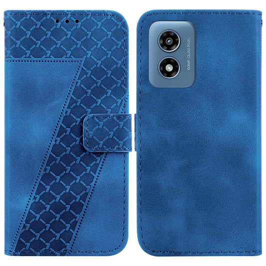 For Motorola Moto G Play 4G 2024 Seven-shaped Embossed Leather Phone Case(Blue) by buy2fix