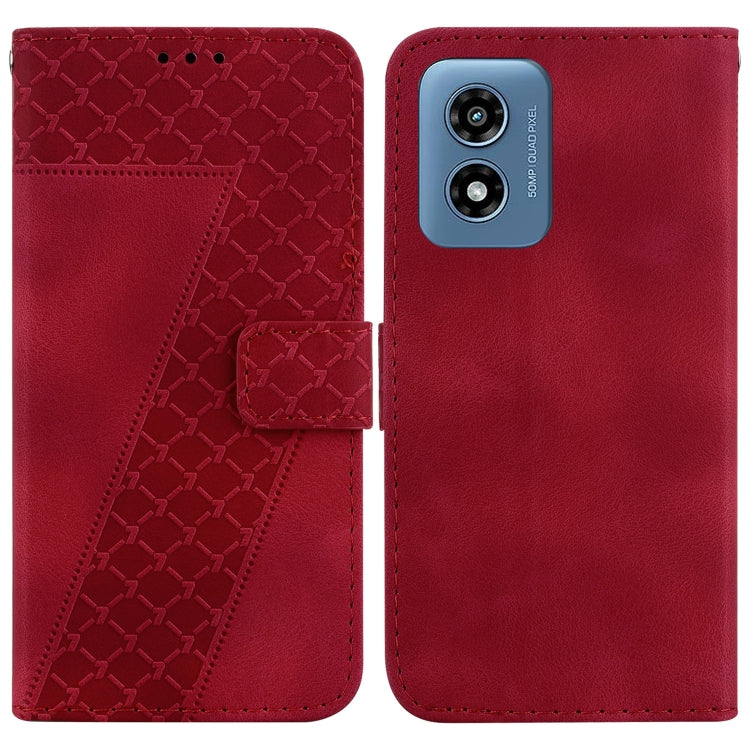 For Motorola Moto G Play 4G 2024 Seven-shaped Embossed Leather Phone Case(Red) by buy2fix