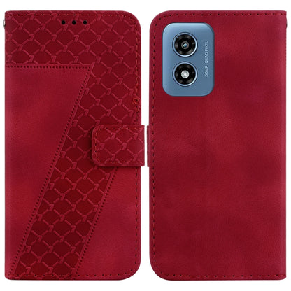 For Motorola Moto G Play 4G 2024 Seven-shaped Embossed Leather Phone Case(Red) by buy2fix