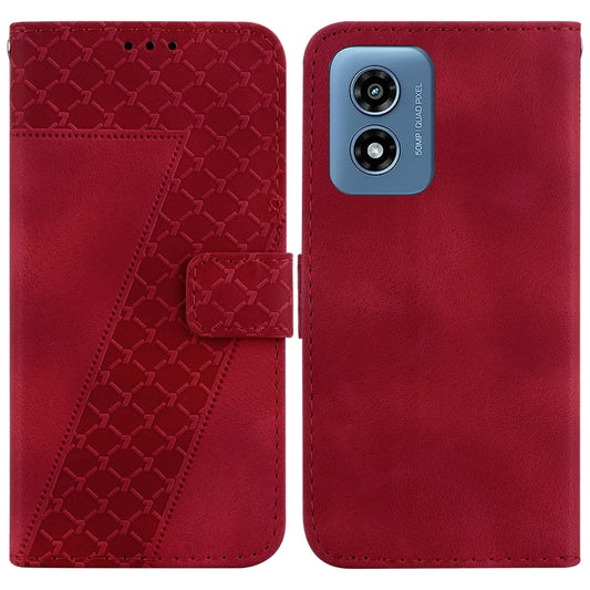For Motorola Moto G Play 4G 2024 Seven-shaped Embossed Leather Phone Case(Red) by buy2fix
