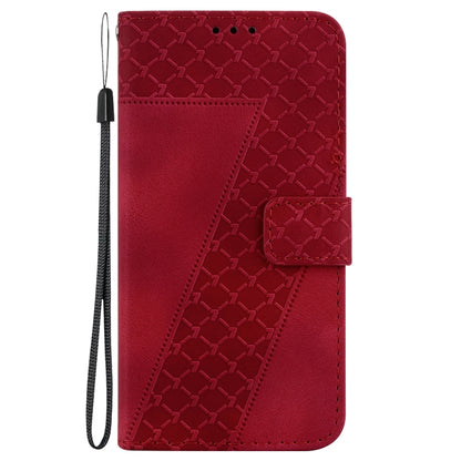 For Motorola Moto G Play 4G 2024 Seven-shaped Embossed Leather Phone Case(Red) by buy2fix