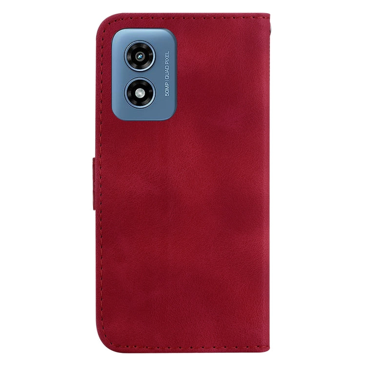 For Motorola Moto G Play 4G 2024 Seven-shaped Embossed Leather Phone Case(Red) by buy2fix
