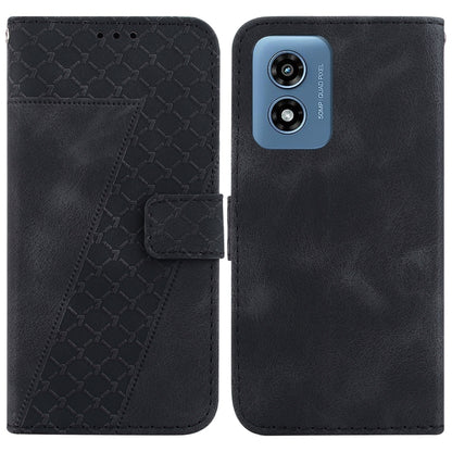 For Motorola Moto G Play 4G 2024 Seven-shaped Embossed Leather Phone Case(Black) by buy2fix