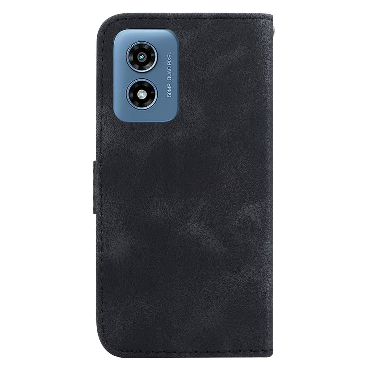 For Motorola Moto G Play 4G 2024 Seven-shaped Embossed Leather Phone Case(Black) by buy2fix