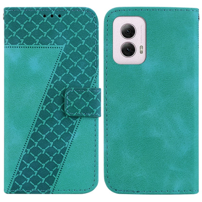 For Motorola Moto G Power 5G 2024 Seven-shaped Embossed Leather Phone Case(Green) by buy2fix