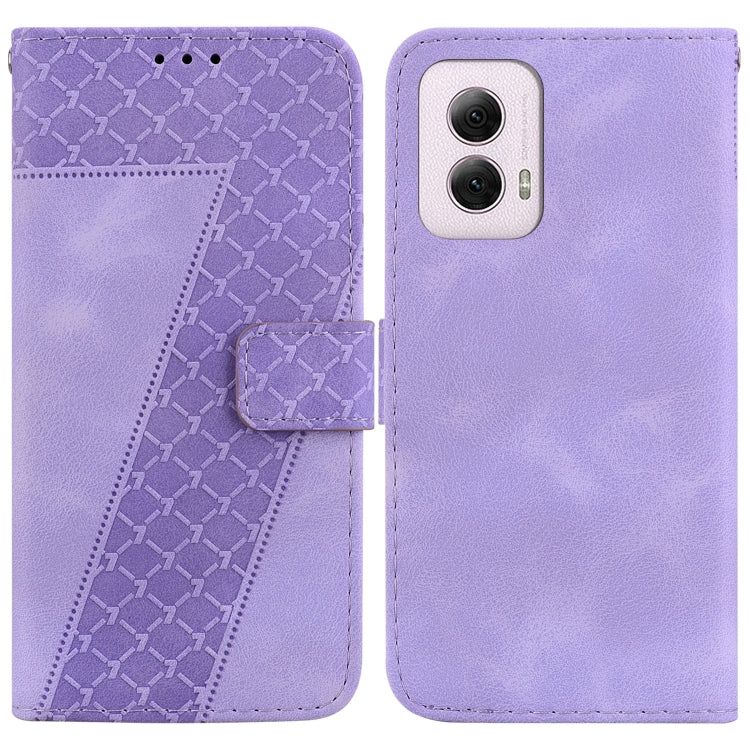 For Motorola Moto G Power 5G 2024 Seven-shaped Embossed Leather Phone Case(Purple) by buy2fix