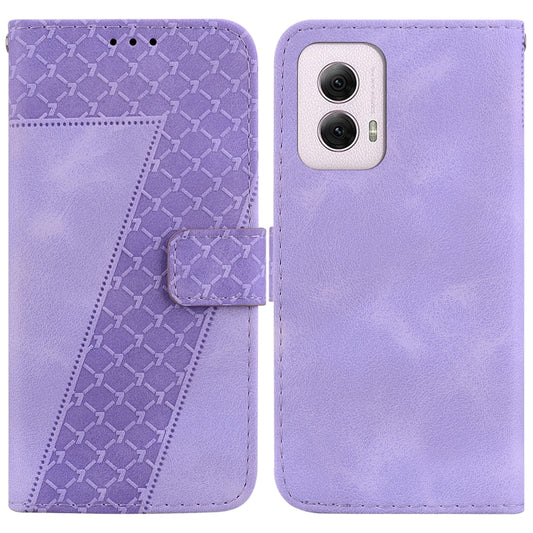 For Motorola Moto G Power 5G 2024 Seven-shaped Embossed Leather Phone Case(Purple) by buy2fix