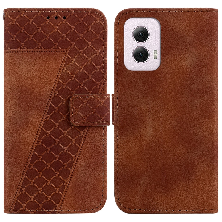 For Motorola Moto G Power 5G 2024 Seven-shaped Embossed Leather Phone Case(Brown) by buy2fix