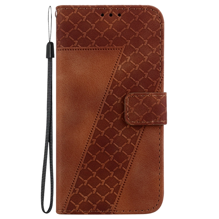 For Motorola Moto G Power 5G 2024 Seven-shaped Embossed Leather Phone Case(Brown) by buy2fix