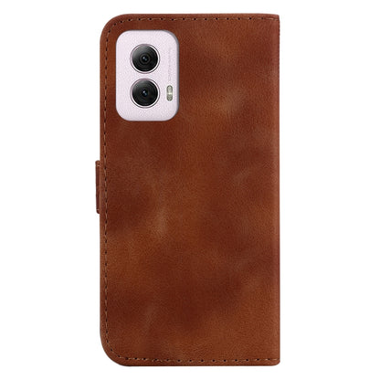For Motorola Moto G Power 5G 2024 Seven-shaped Embossed Leather Phone Case(Brown) by buy2fix